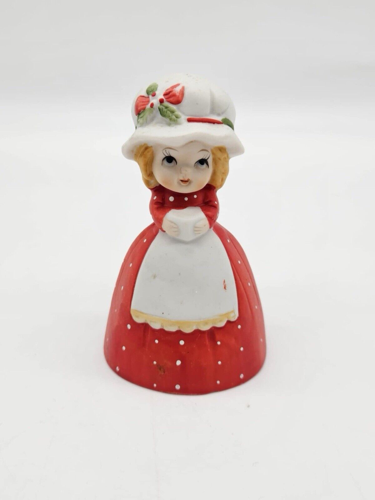 Vintage Ceramic Christmas Caroler Bell Girl Figurine