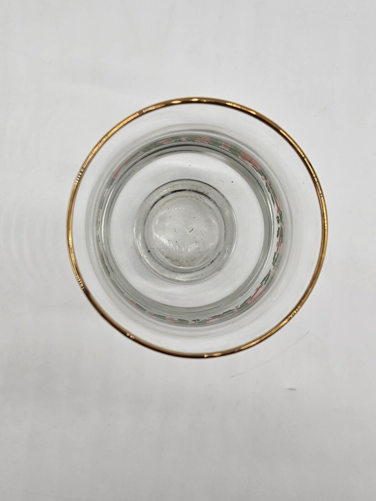 Vintage Christmas Holly Berry Ribbon Glass Gold Rim Arby's  5 1/4" Replacement