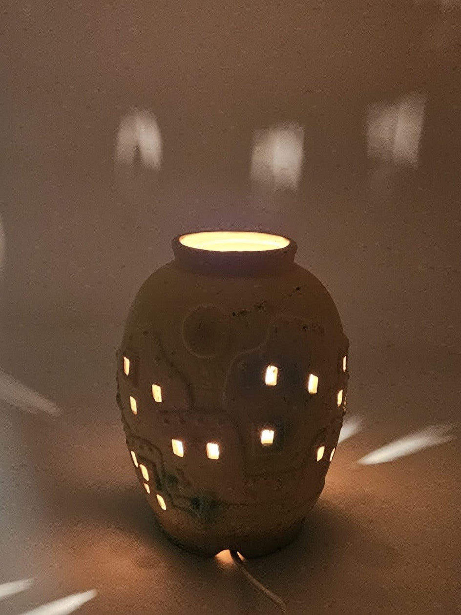 Vintage Ceramic Village Lighted Accent Lamp
