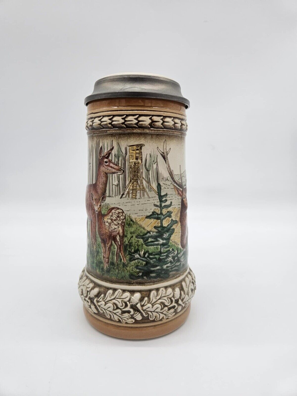 Vintage Gerz German Lidded Stein w/ Putter Stag (JB01)