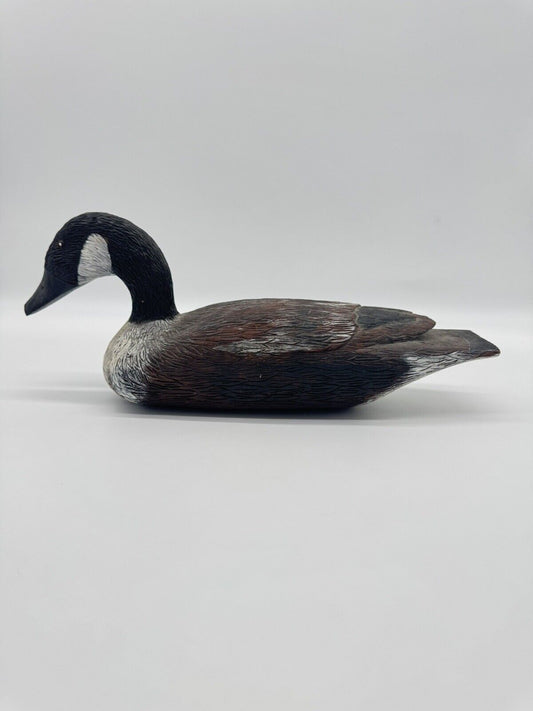 Duck Decoy Hand Carved Wooden Hand Painted glass eyes Vintage Unknown Origin