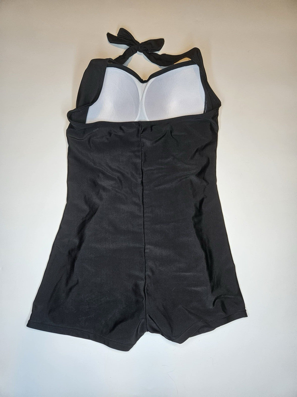 Black Halter One Piece Swimsuit Built-In Cups Size M