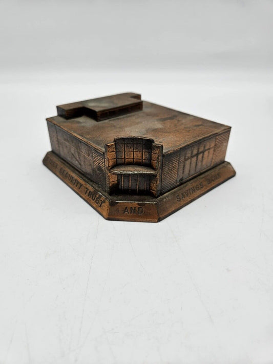 Vintage Banthrico Collectable Copper Metal House Coin Bank Promotional JB01