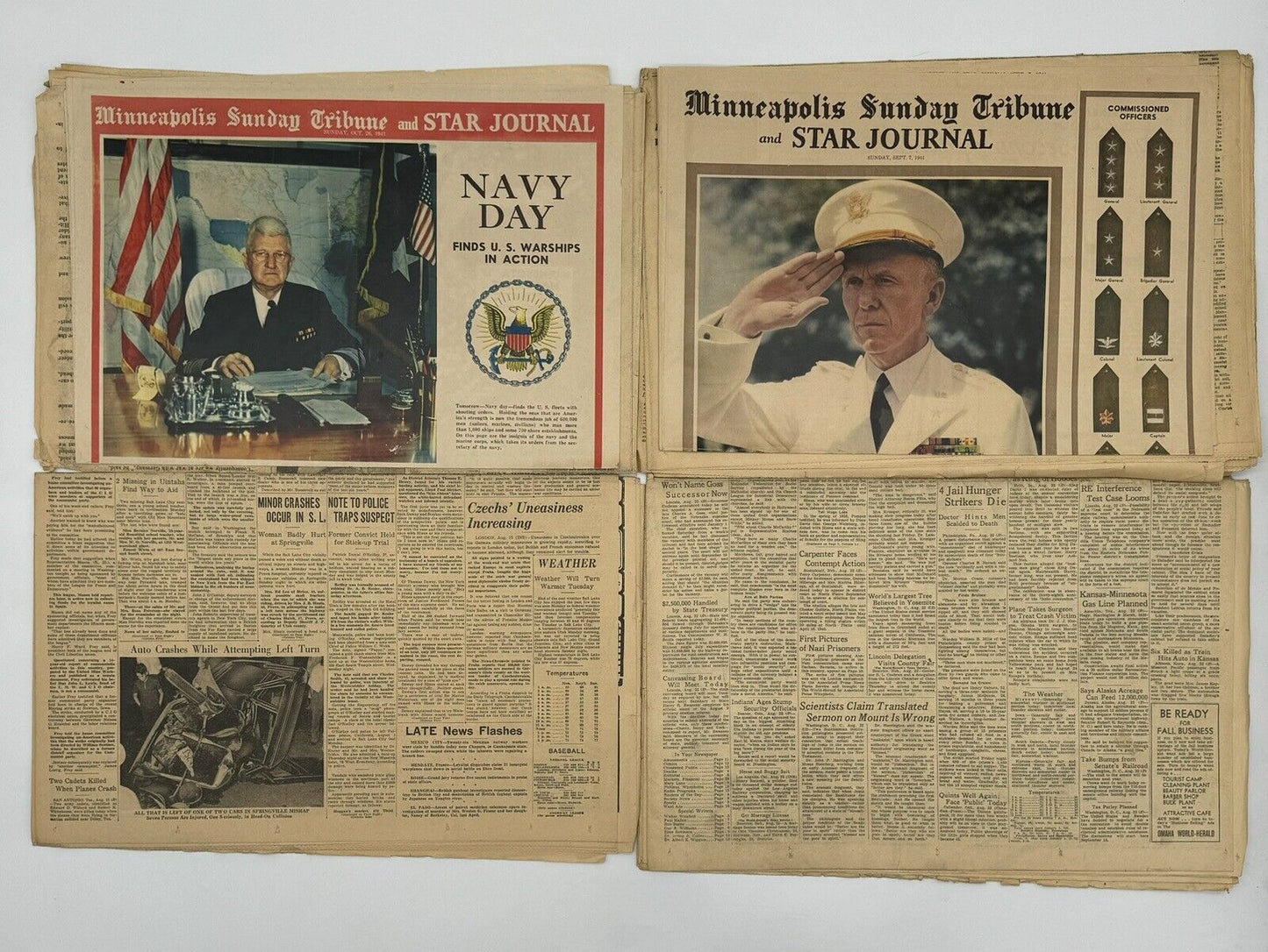 Lot of 12 Old WWII Related 1930s Newspapers WW2 Antique