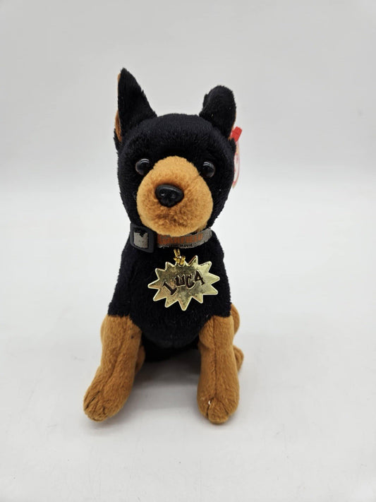 Orig Ty Beanie Baby Garfield Movie 🐶LUCA Doberman Pinscher🐶2004 12/13 Gen NWMT