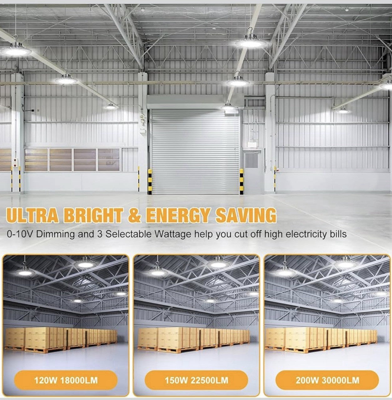 JC-LGL LED UFO High Bay LED Lights 200W 5700K 4Pack Dimmable High Bay Shop Light