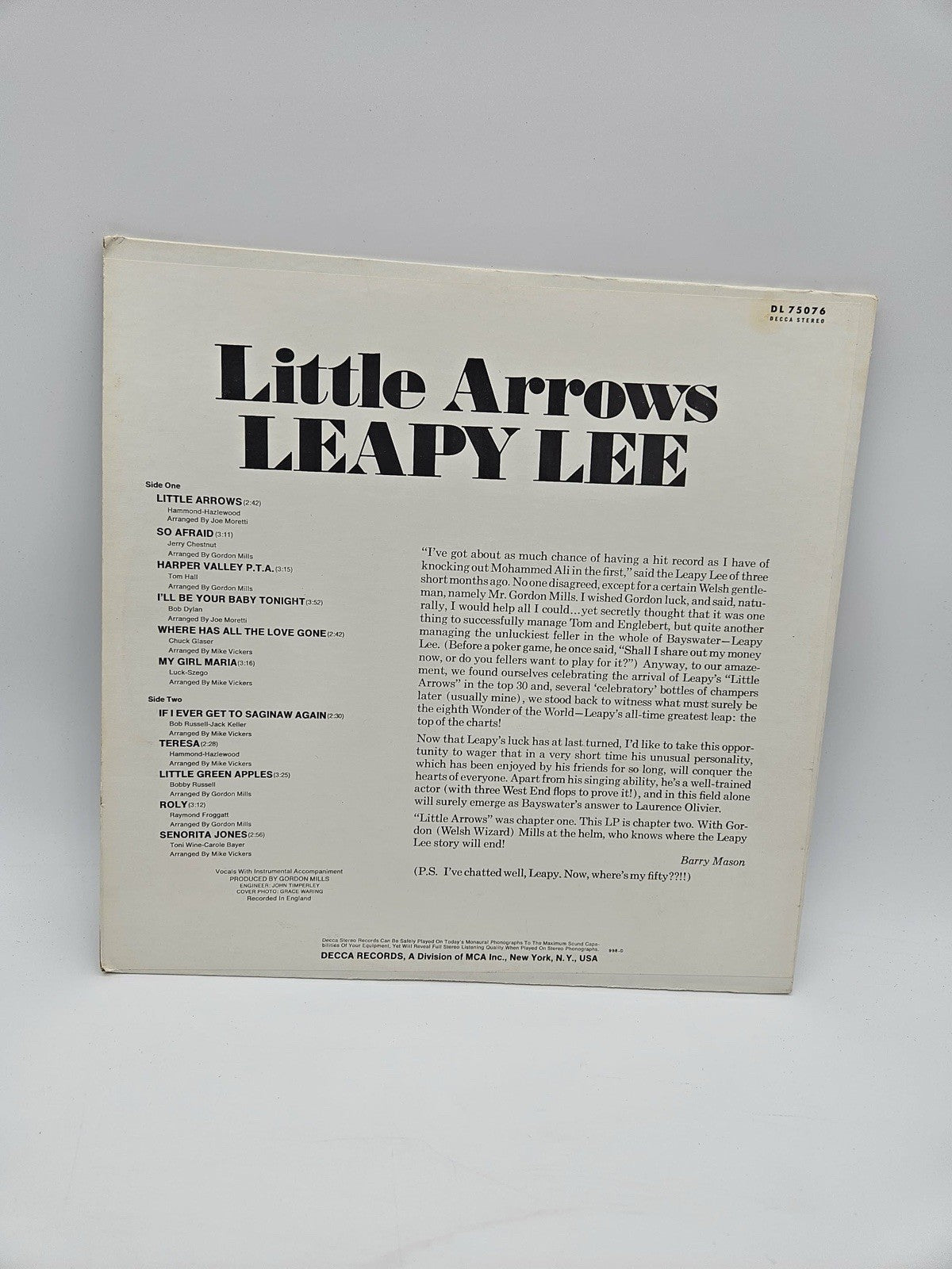 Leapy Lee Little Arrows Vinyl LP NM/EX 1968 1st U.S Pressing Classic British Pop