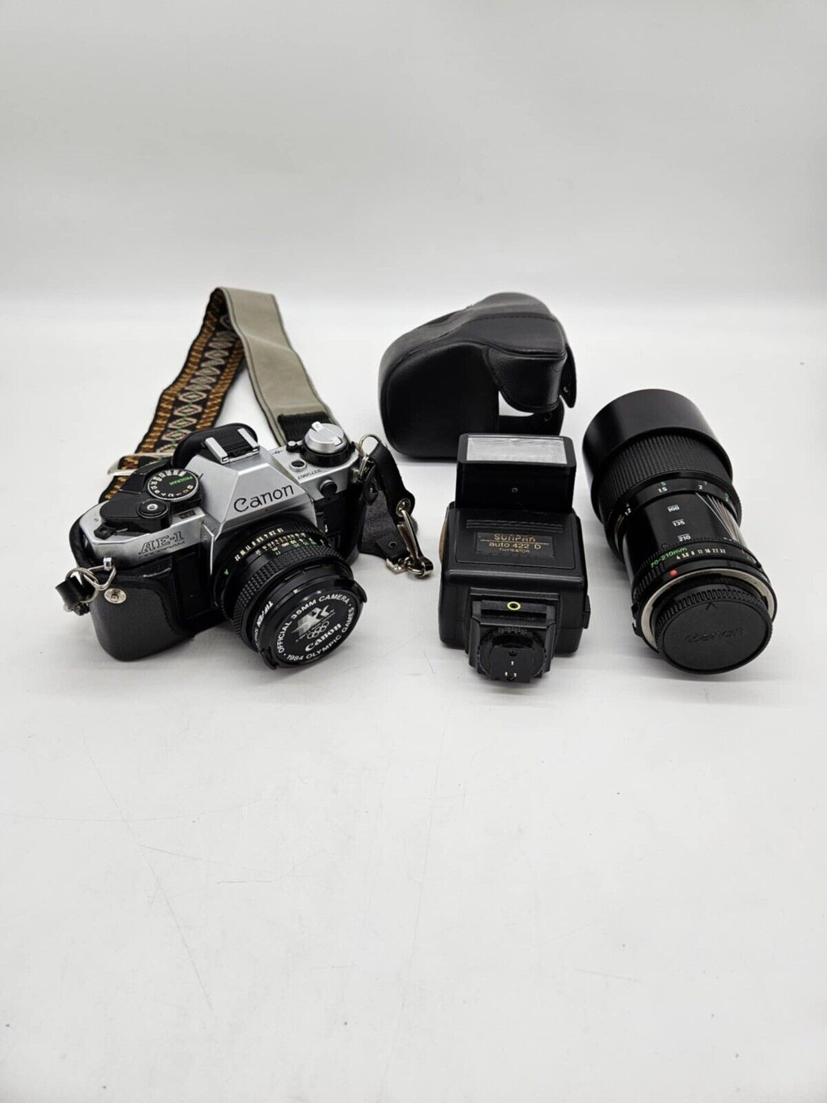 Canon AE-1 Program 35mm Manual SLR Film Camera with 50mm 1:1.8 Lens w/ EXTRAS!!