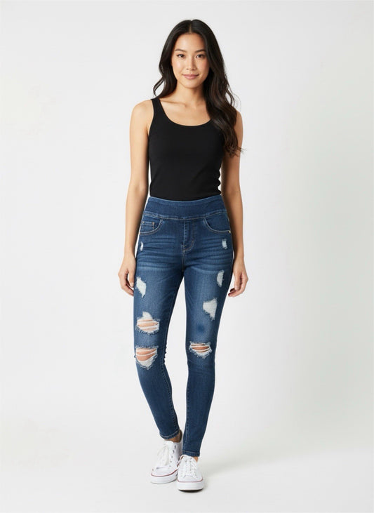 Rock & Republic Denim Rx Women’s Distressed Skinny Jeans Medium Wash Sz 2