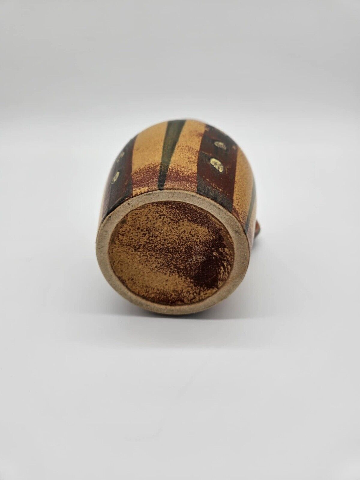 Small Pottery Pitcher Brown Tan Green Made in Vase Pourer