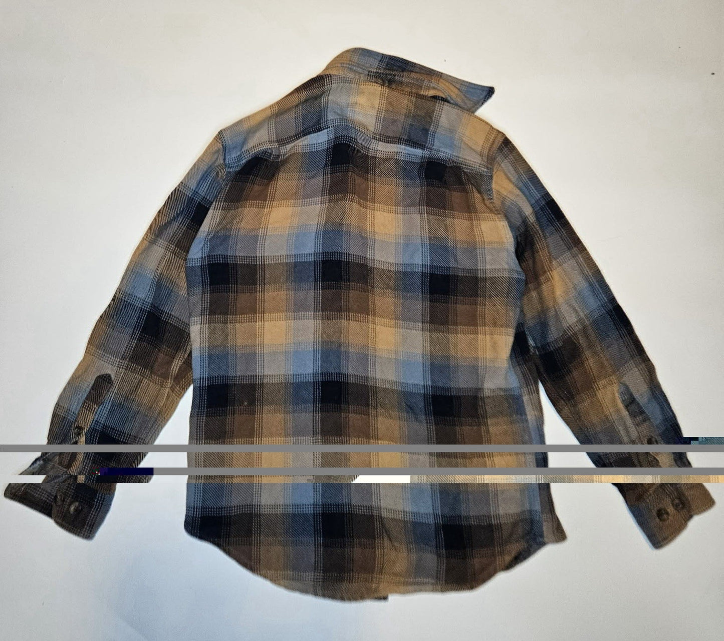Men’s Vintage Heavy Plaid Flannel Button Down Shirt Brown/Blue Long Sleeve Sz S