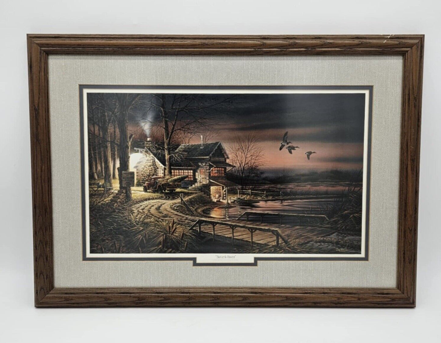 Terry Redlin Signed ''HUNTERS HAVEN'' Framed, Double Matted