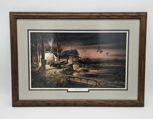 Terry Redlin Signed ''HUNTERS HAVEN'' Framed, Double Matted