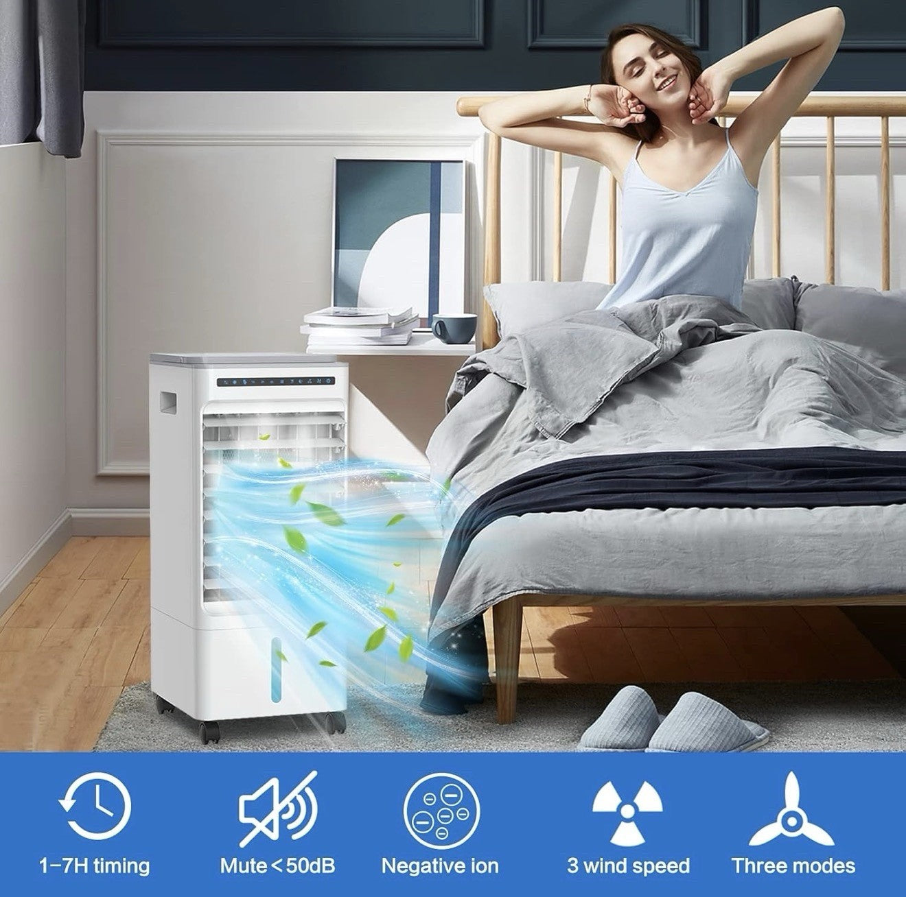 Aliavos Evaporative Air Cooler with Ioniser & 4 Ice Boxes & Remote
