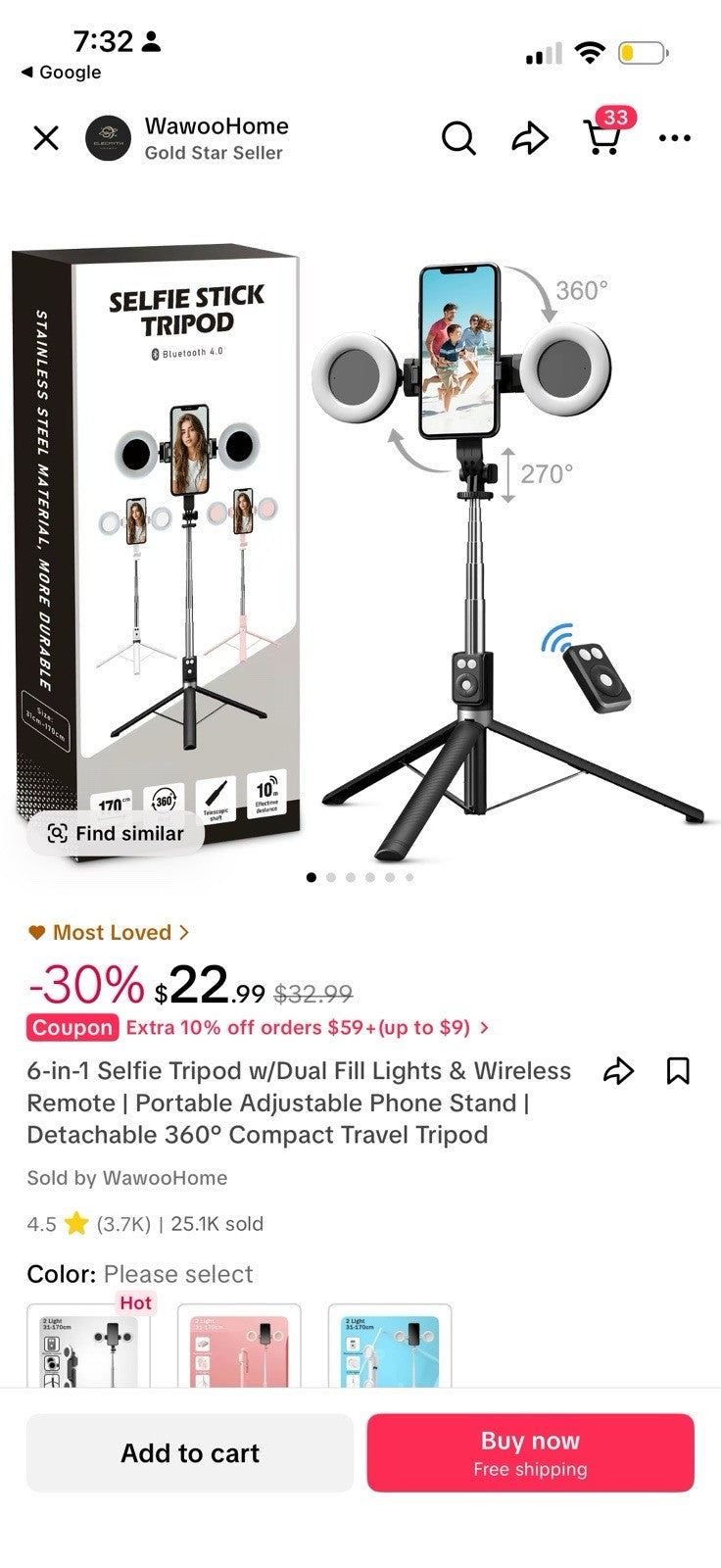 6-in-1 Tripod Selfie Stick with Wireless Remote – Adjustable & Portable