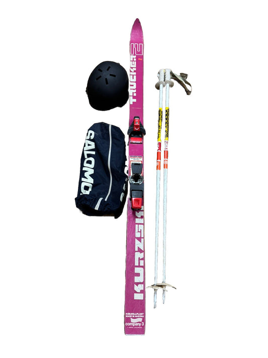 1970s Trucker 2 Back Country Powder Vintage Skis W/ Salomon 647 Bindings & Accs