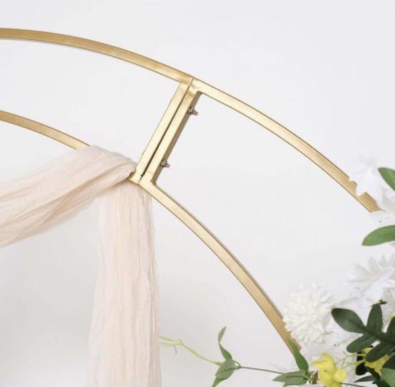 GOLD 7.5 ft Crescent Moon Metal Floral Display Frame Arch BACKDROP STAND Party