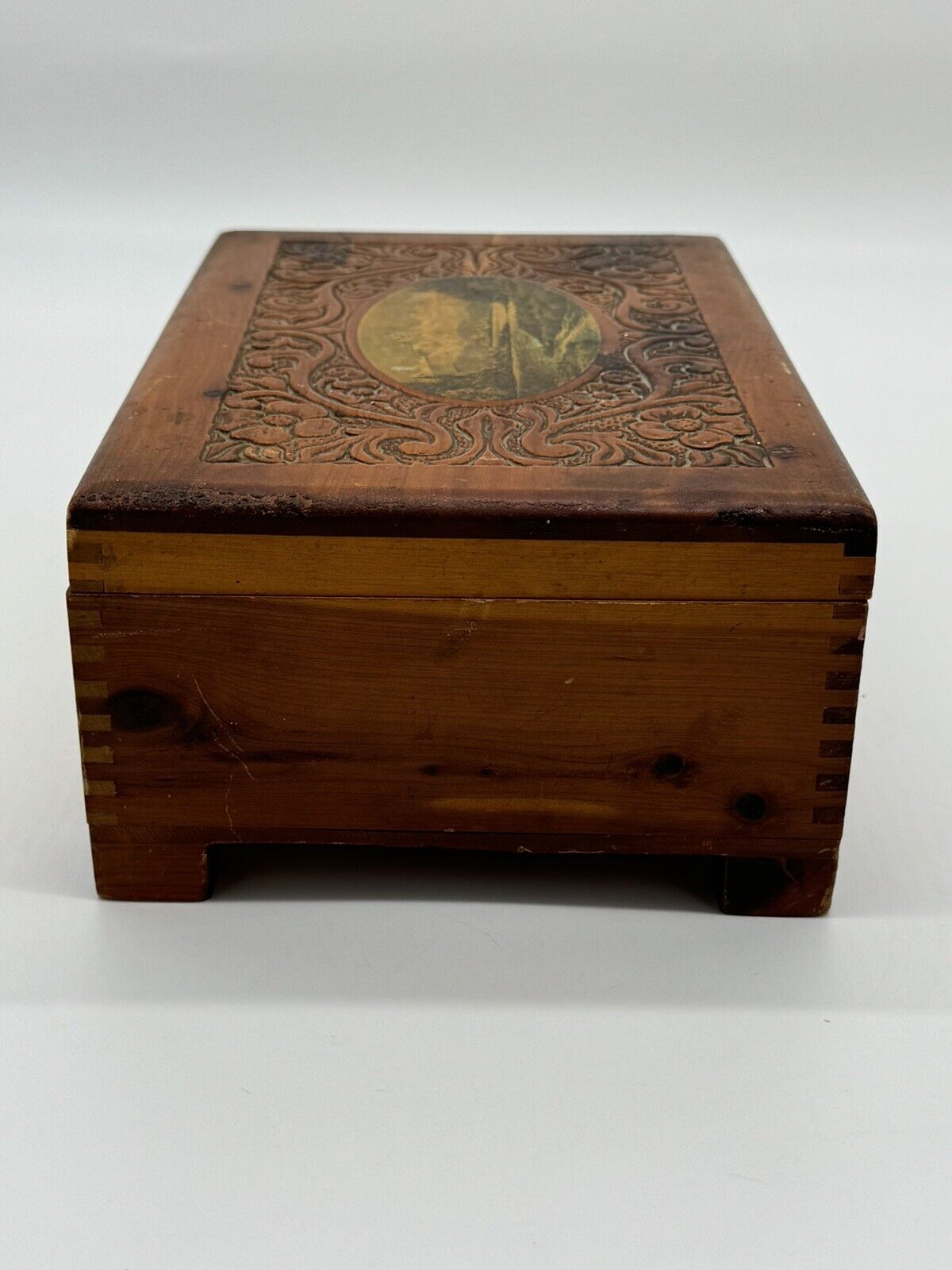 Jewelry Box Wood Box Vintage Storage Keepsake Trinket Dovetail Chest Box