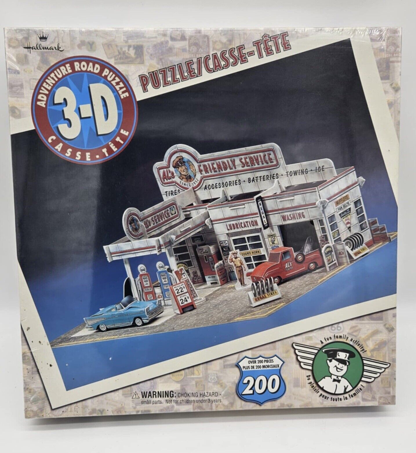 Vintage Hallmark Adventure Road 3D Puzzle Al's Friendly Service Station ~ NEW