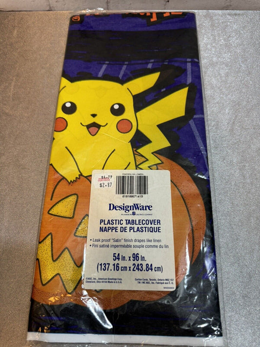 Vintage Pikachu Nintendo Pokemon Halloween Plastic Table Cloth Cover 54" x 96"