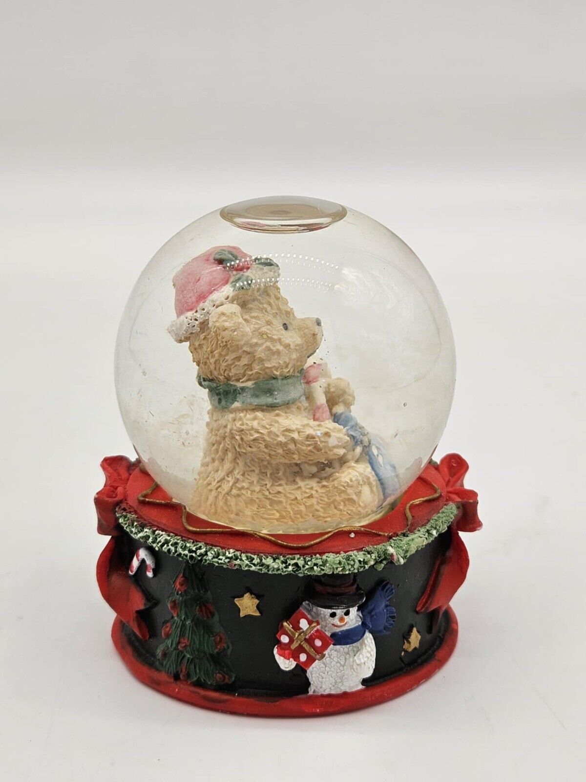 Vintage Christmas Teddy Bear Snow Globe