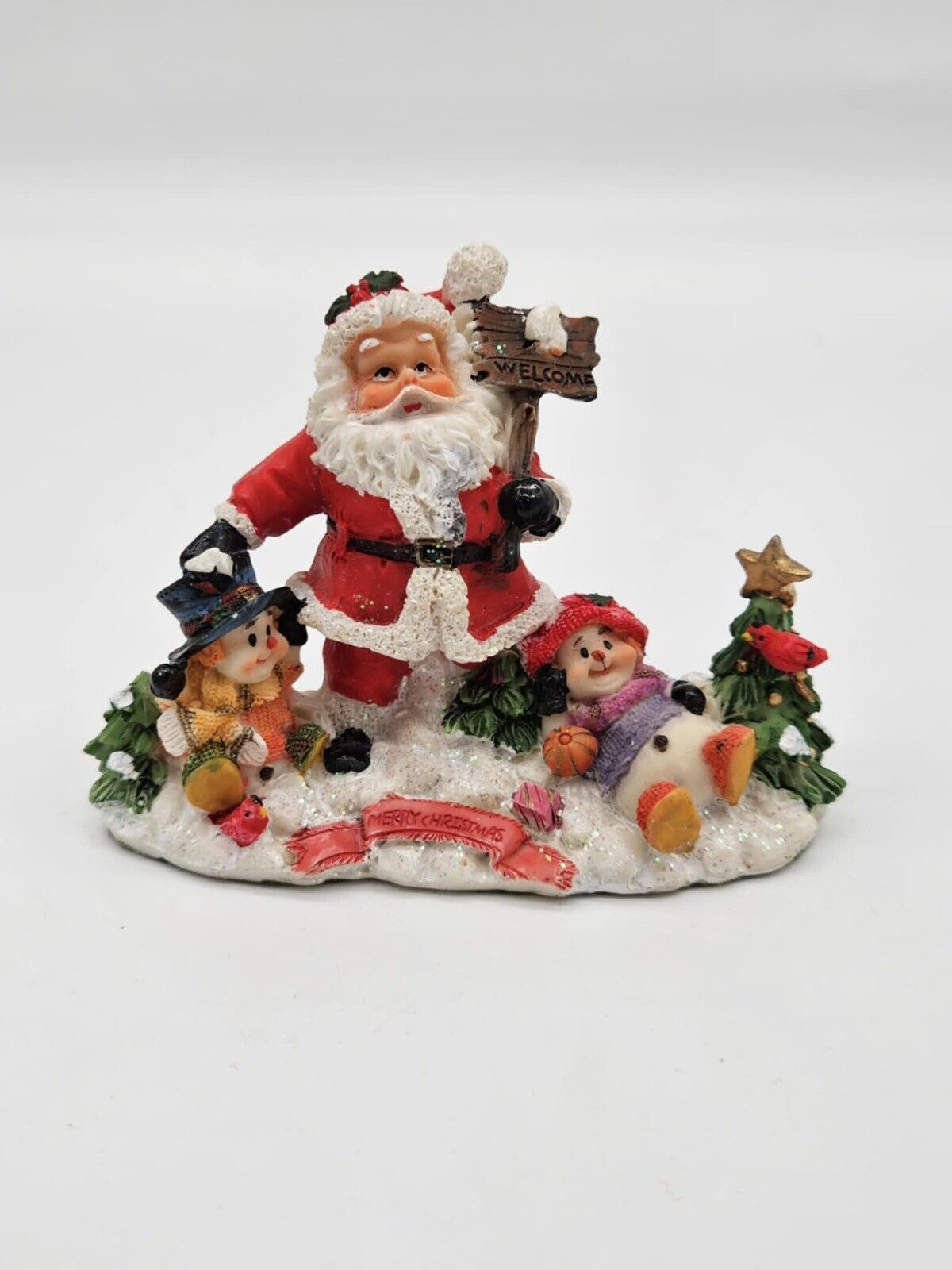 Vintage Santa Claus Merry Christmas Winter Park Welcome Snowmen Play Figure