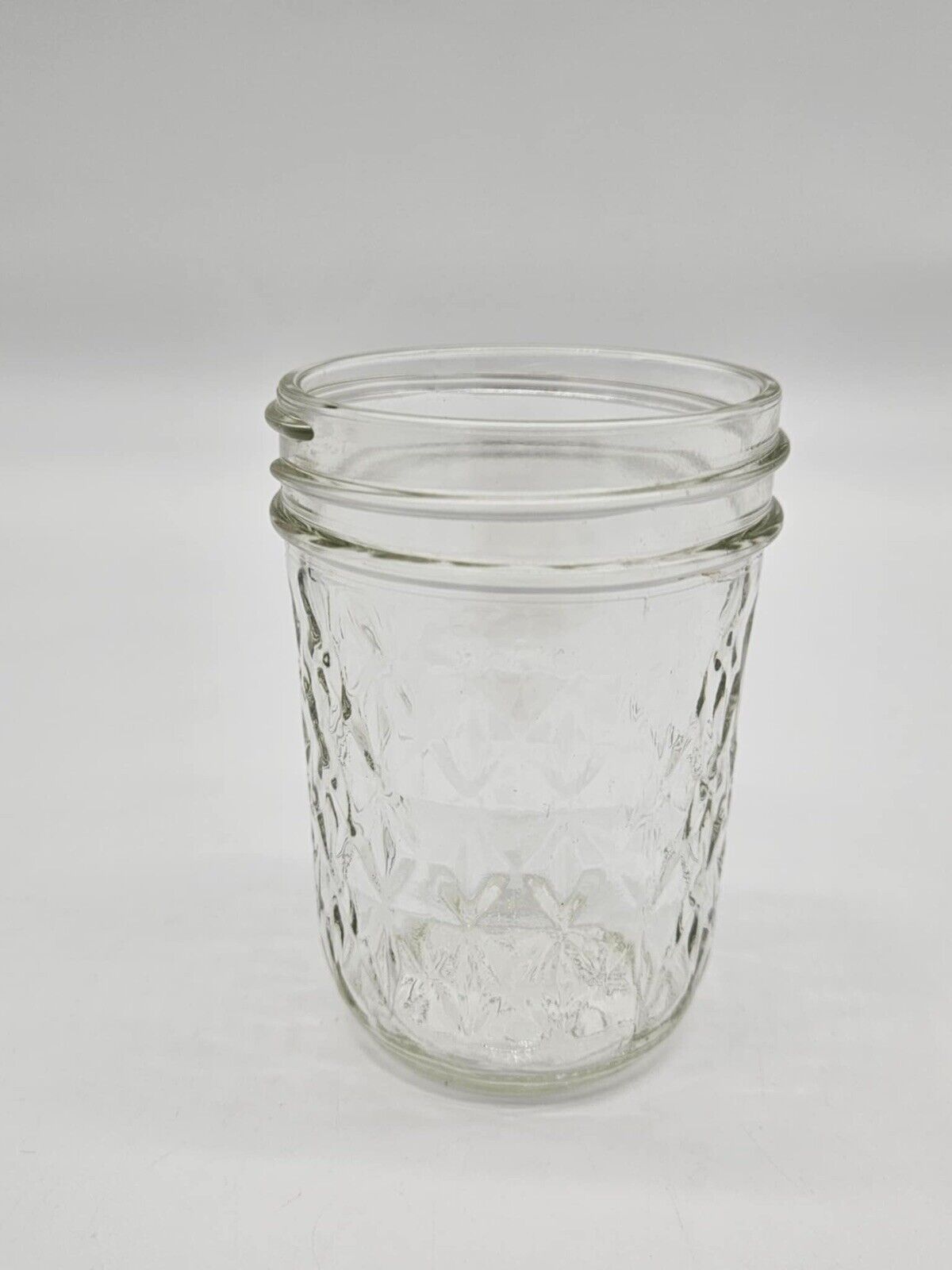 HALF PINT Jelly Jar ~Ball ~QUILTED CRYSTAL Clear Round  ~#1 ~USA ~NO LID