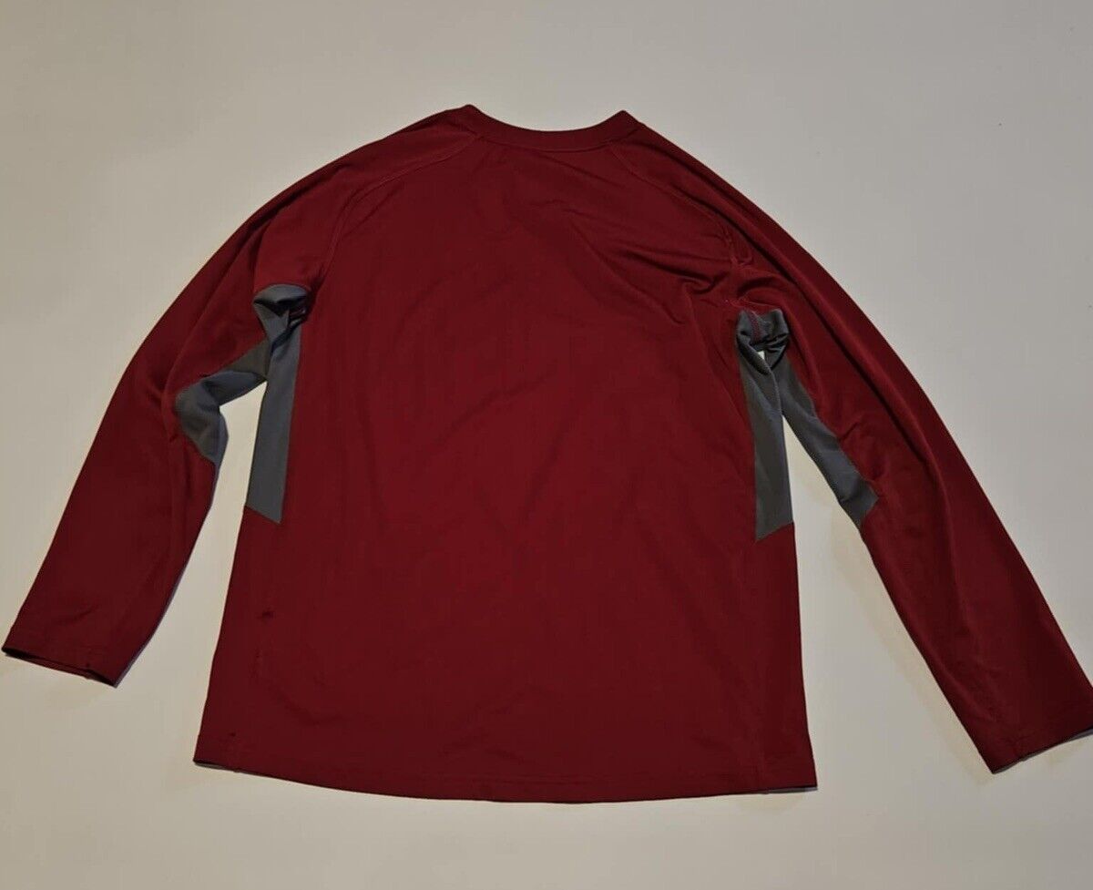 Nike Boys Youth XL Dri Fit Long Sleeve Red,Gray, White trim Logo T-shirt