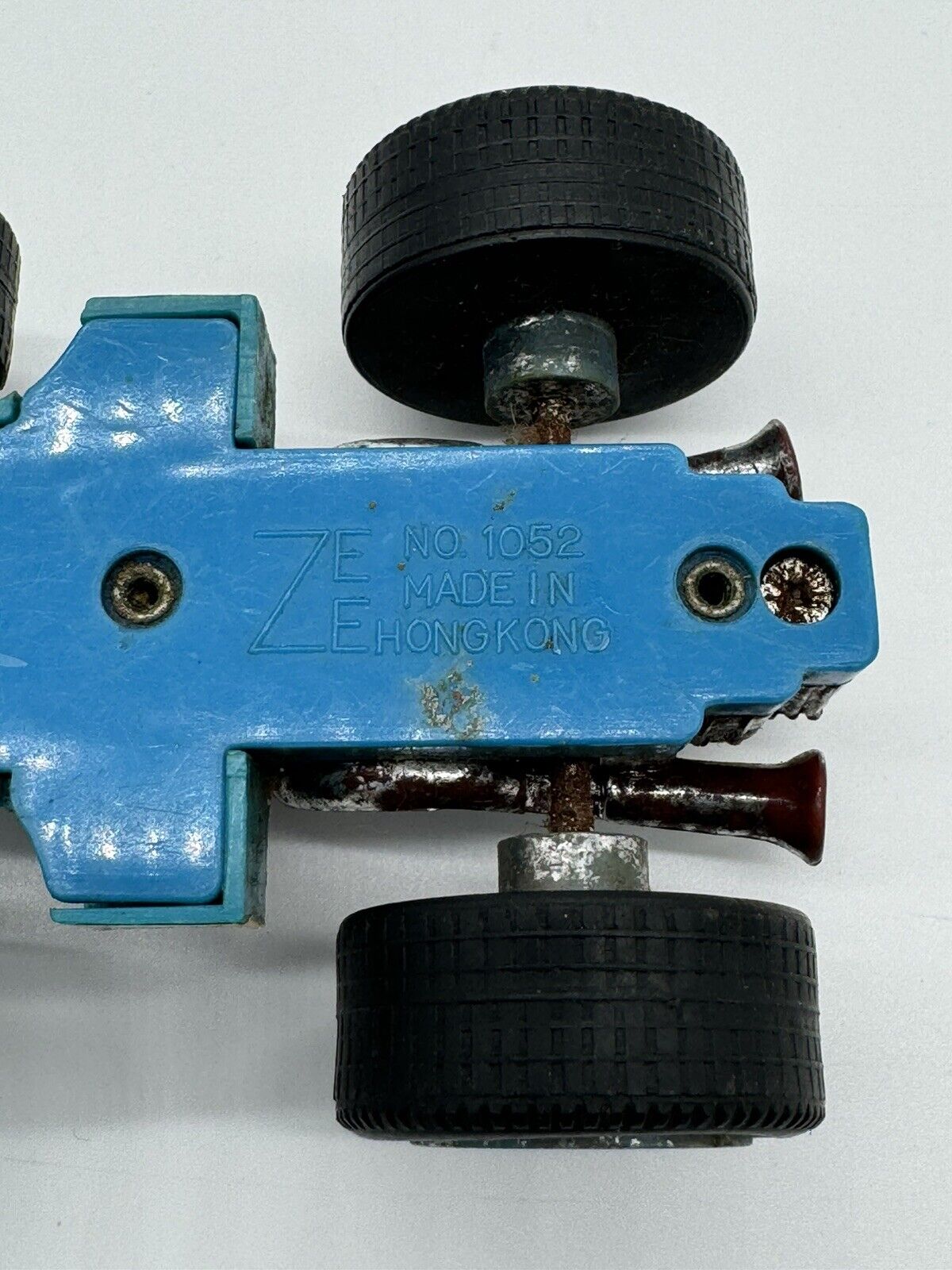 VINTAGE PLASTIC #1052 ZEE TOY INDY #6 7/8 BLUE RACE CAR