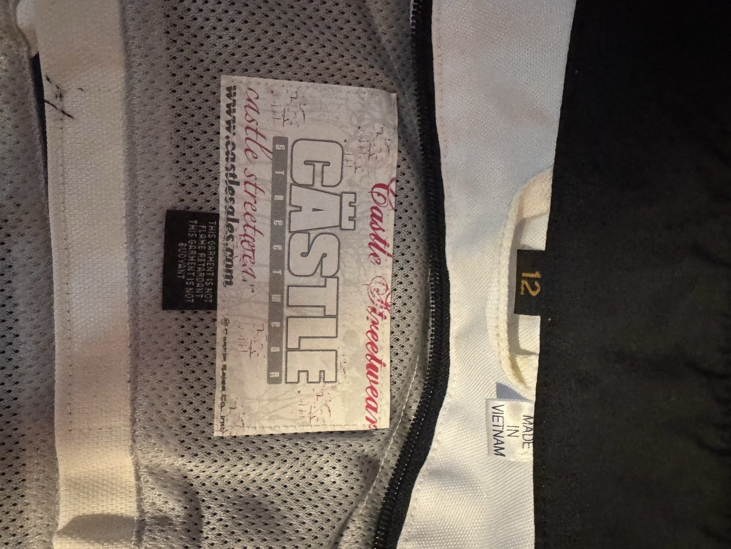 Castle Streetwear Women's Padded Motorcycle Jacket Textile Grey/White Size 12