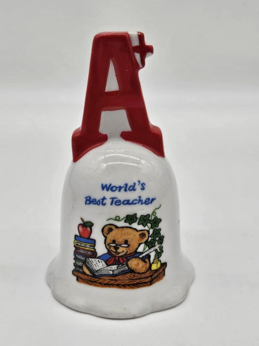 Vintage My Favorite Teacher Porcelain Bell w/ Books Clapper K's Collection Gifts