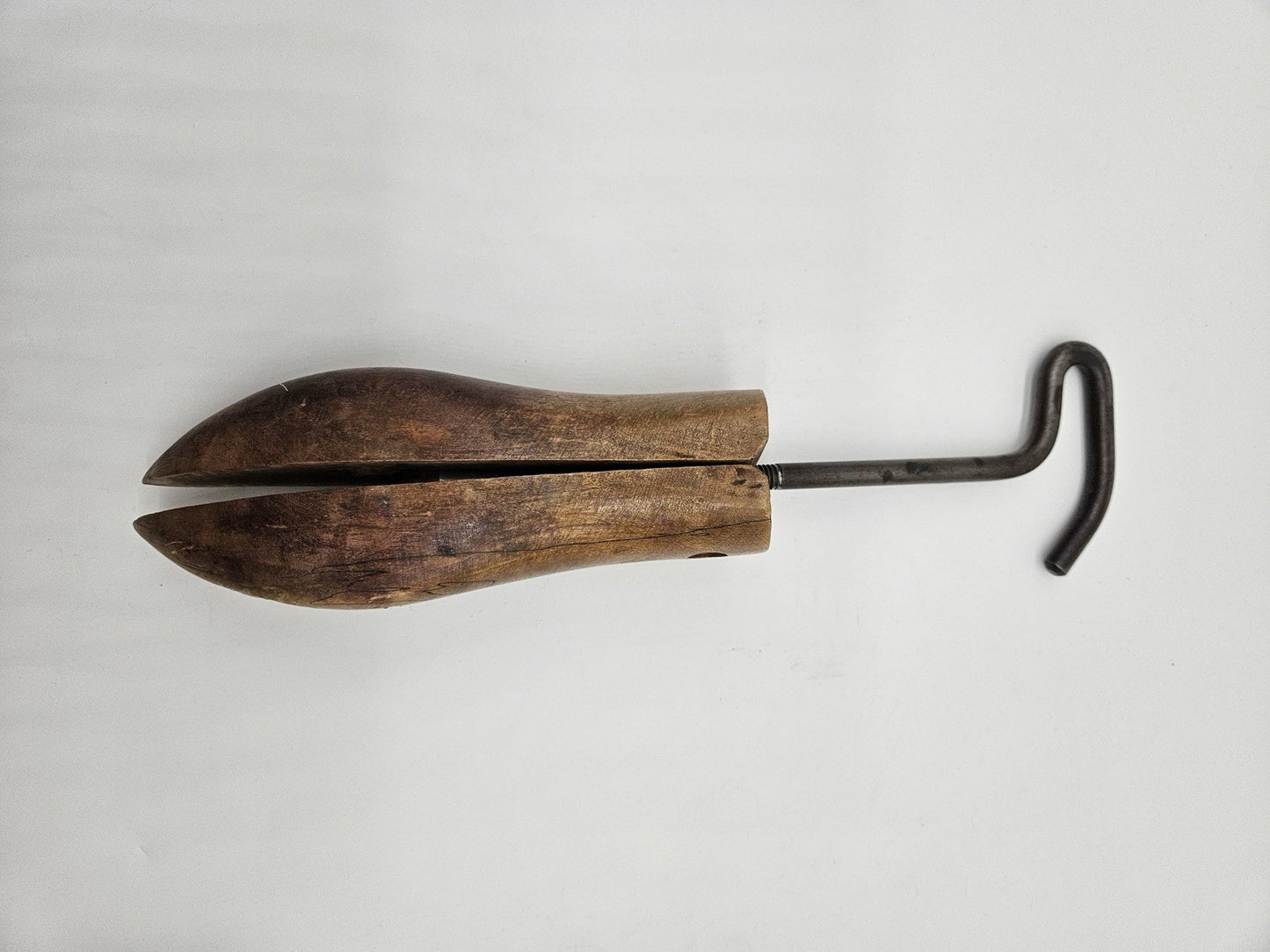 Vintage Rustic Wooden Shoe Stretcher Metal Handle