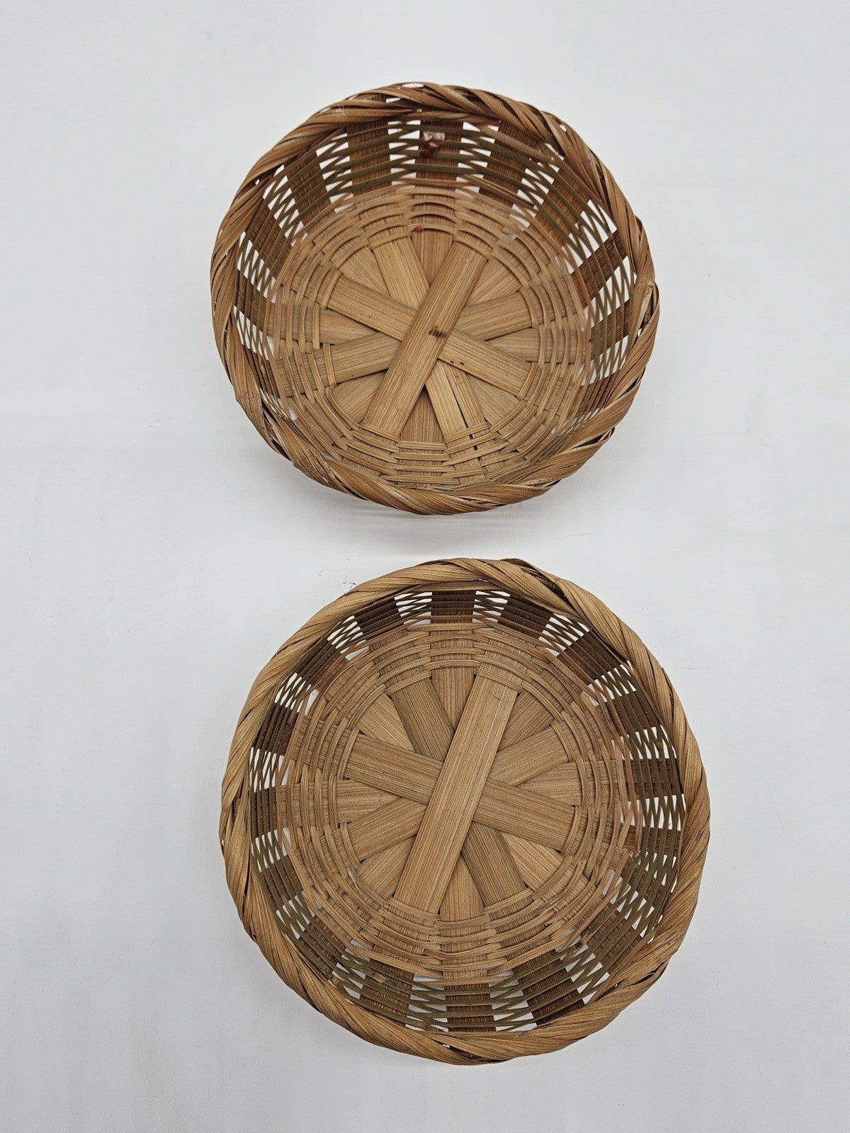 Lot Of 2 Vintage 80's Traditional Japanese Rice Bowl With Wicker Holder Basket