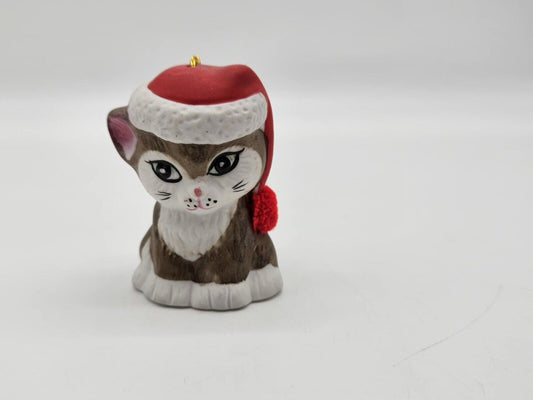 Vintage Lil Chimer Cat Bisque Porcelain Christmas Bell Ornament BOXED T37 Jasco