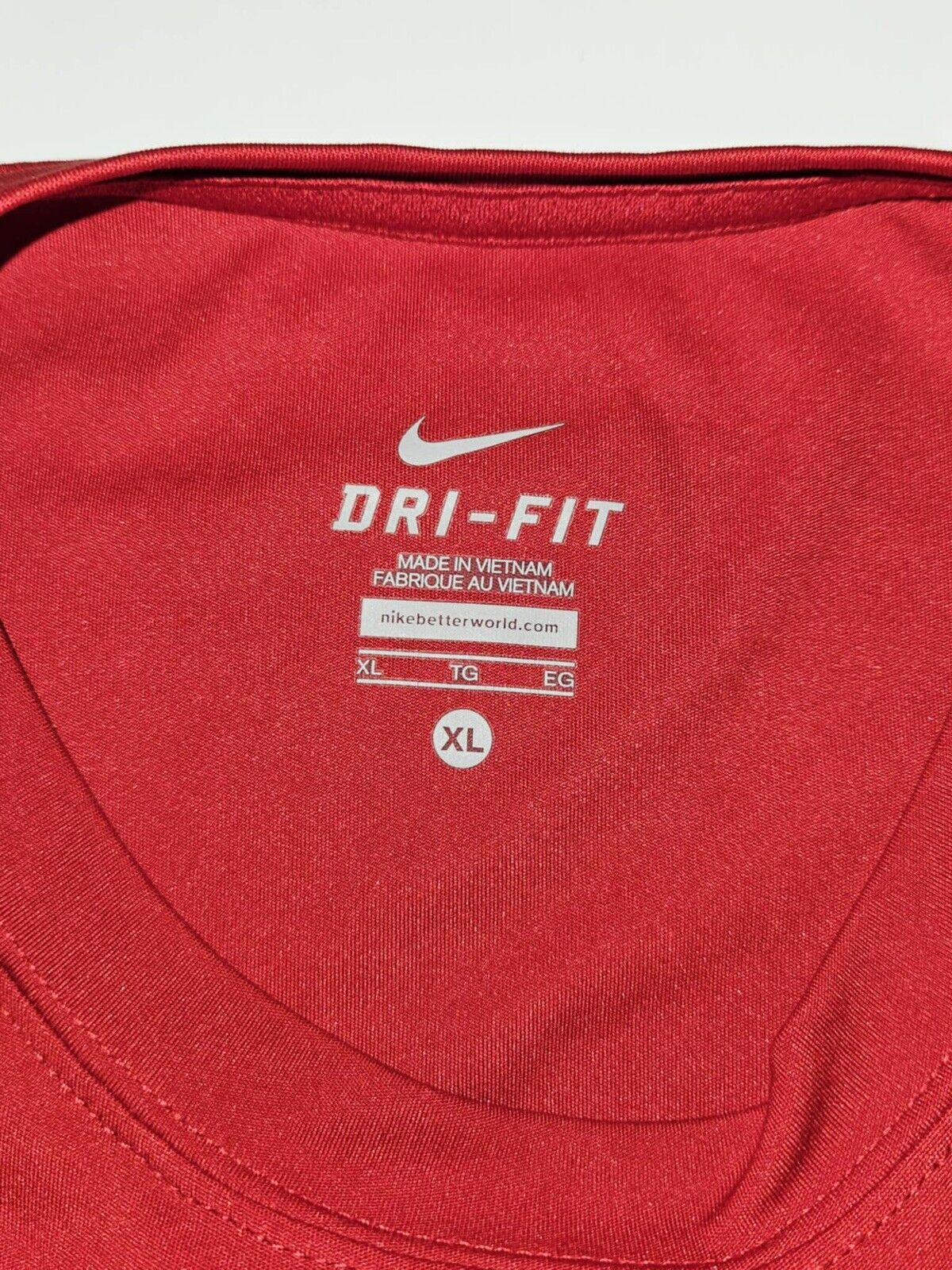 Nike Boys Youth XL Dri Fit Long Sleeve Red,Gray, White trim Logo T-shirt