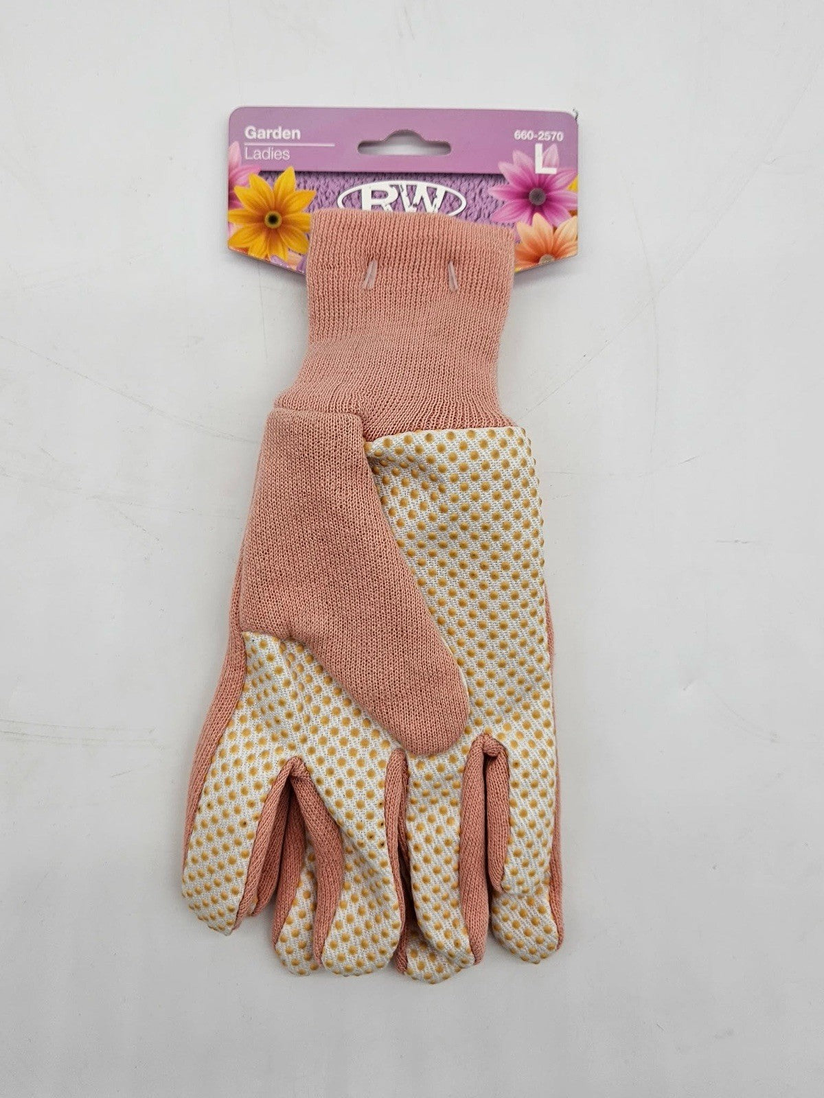 RW Rugged Wear Ladies' Large jersey/canvas garden gloves with PVC dots