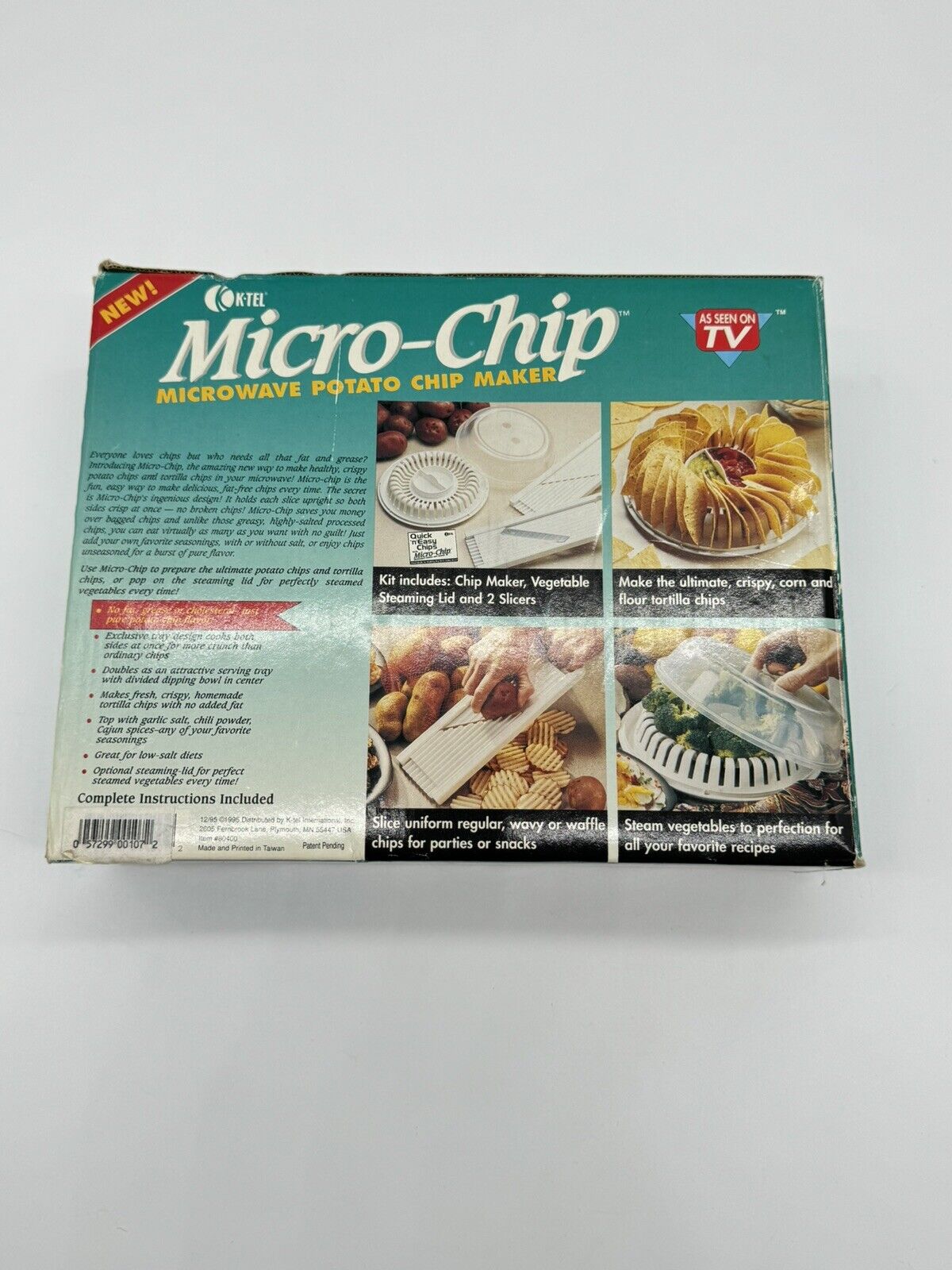 K-Tel Micro-Chip Microwave Potato Chip Maker 2 Mandoline Cutters And A Steamer
