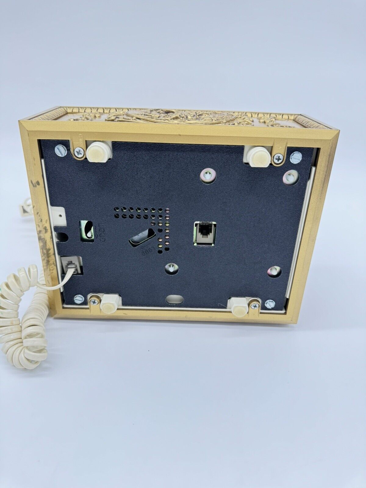 VINTAGE Telephone reproduction, Brass, Button, Desk Phone, Ivory WORKING