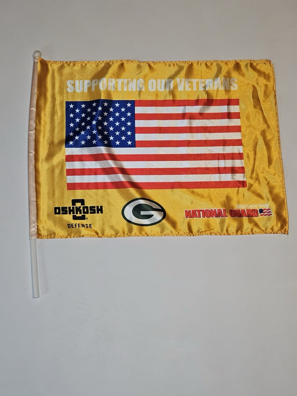 Packers Flag Supporting Our Veterans Fan Game Day Item