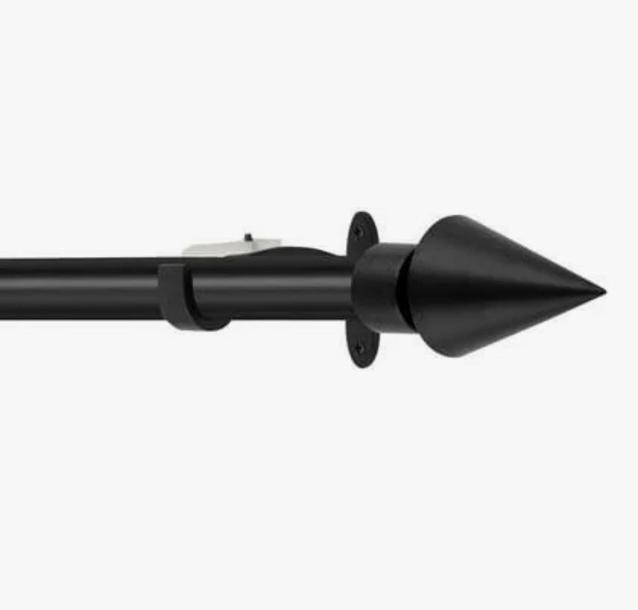 Black Adjustable Curtain Rod with Cone Finials 36–66” Includes Brackets