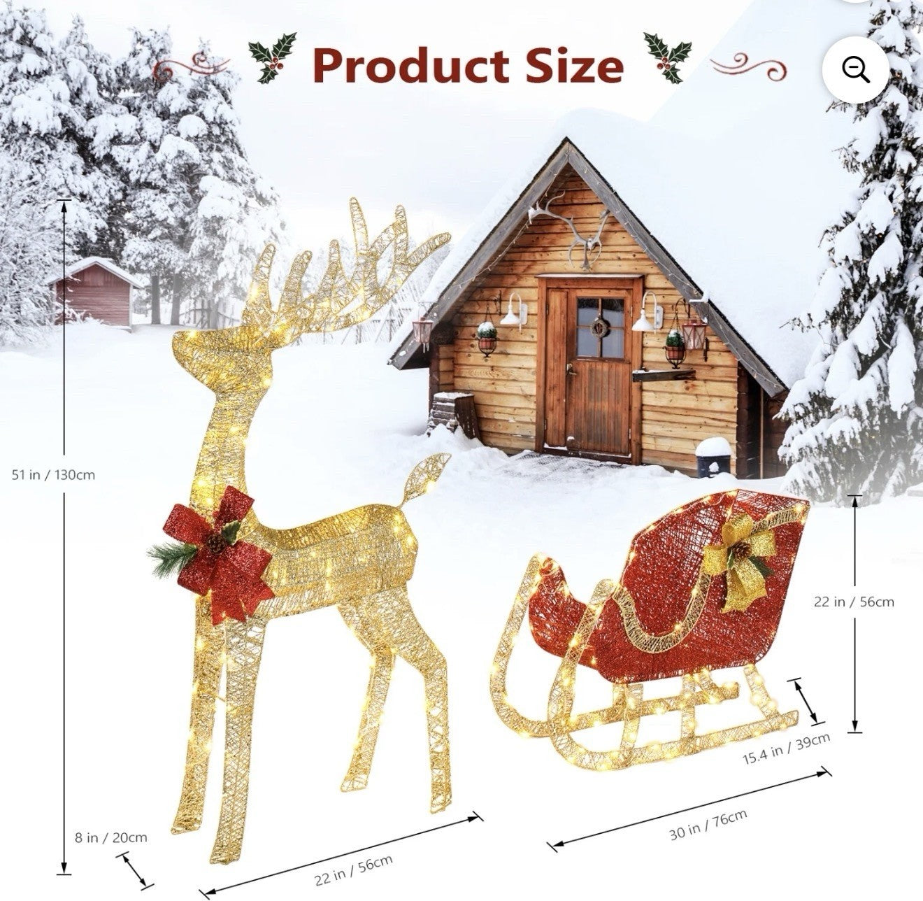 Best Choice Products Lighted Christmas 4ft Reindeer & Sleigh Holiday Outdoor