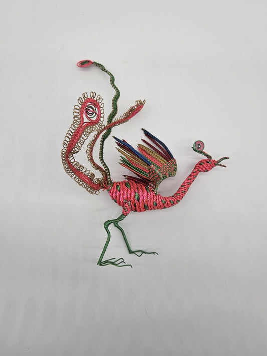 vintage, handcrafted peacock or phoenix figurine