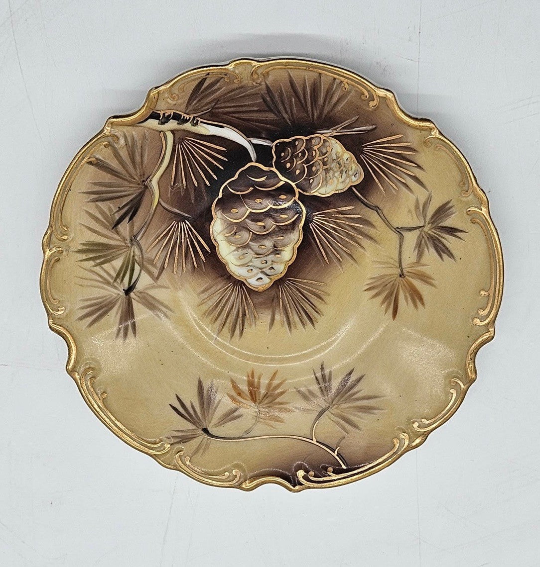 Vintage EW Princess China 6797 Hand Painted Pine Cones Coffee Saucer