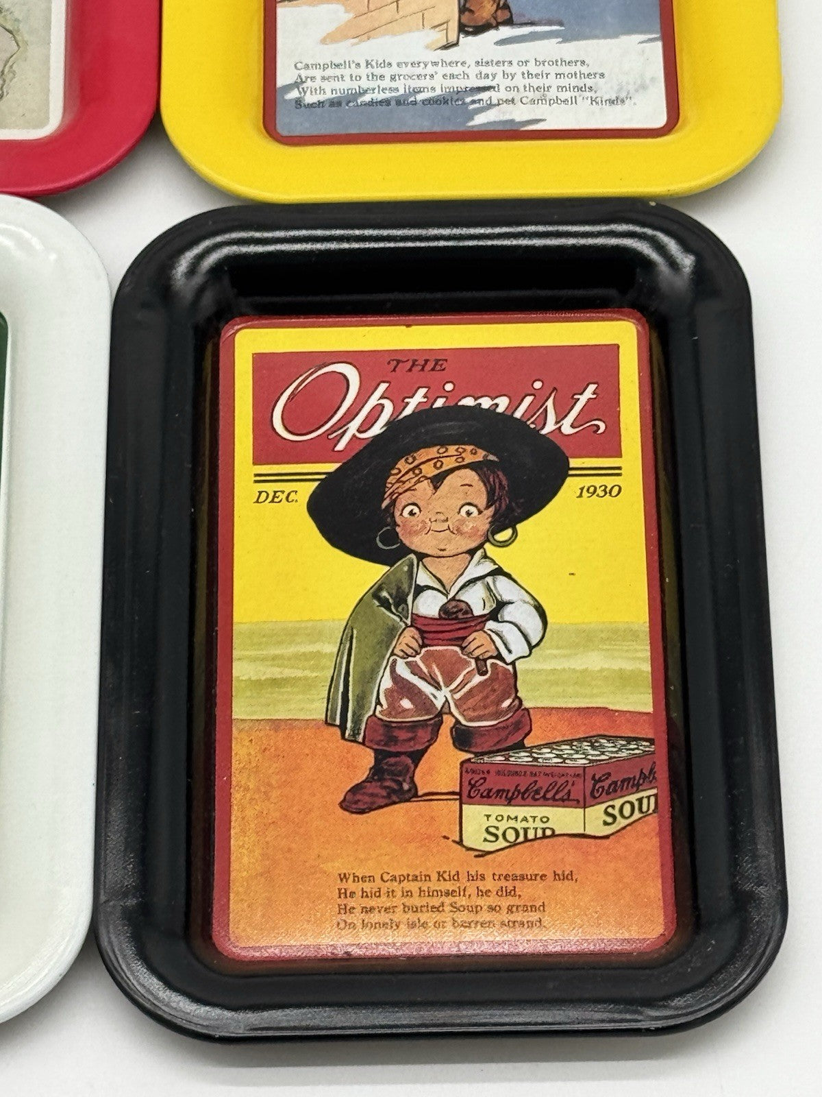 Lot of 6 Vintage Campbell Soup The Optomist Coin Trays