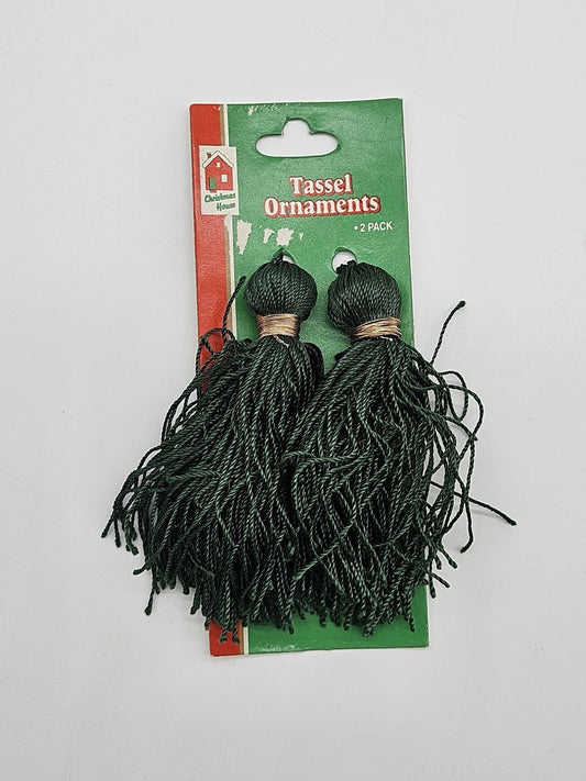 Green Tassel Christmas Tree Ornaments 2 Pack