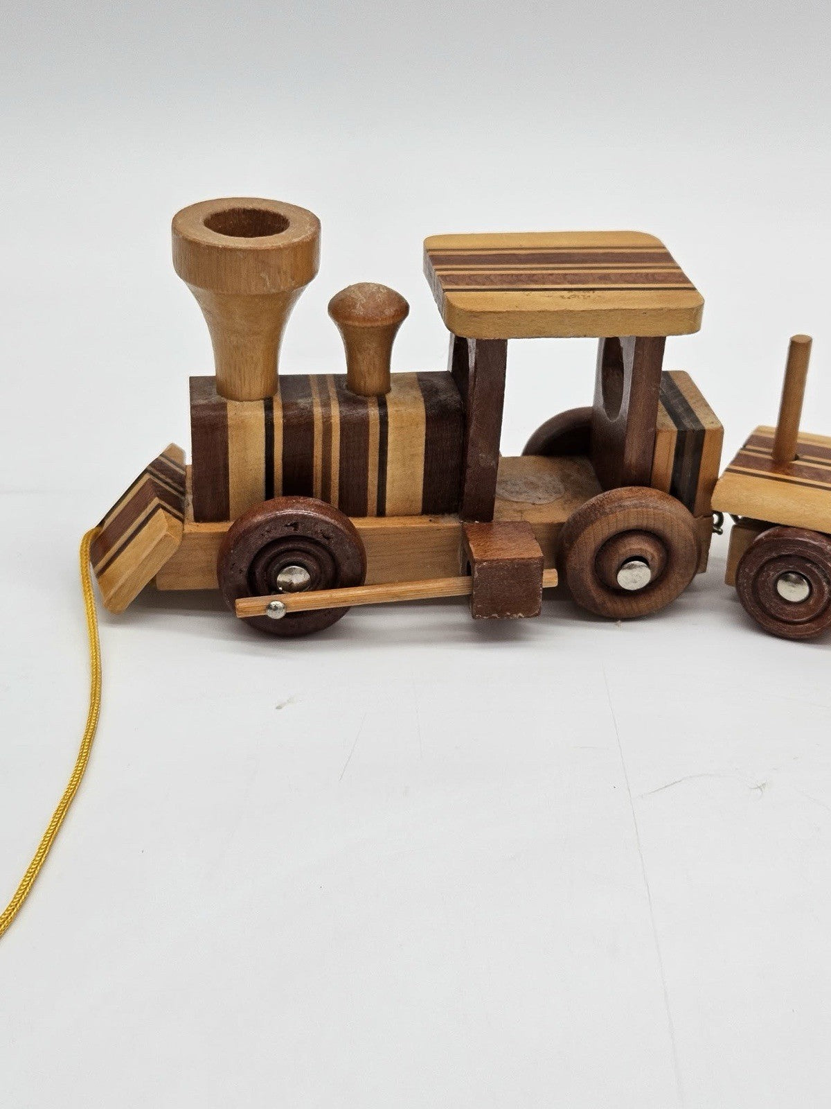 Wooden Mini Train Set 4pc Engine Caboose Logging Tanker