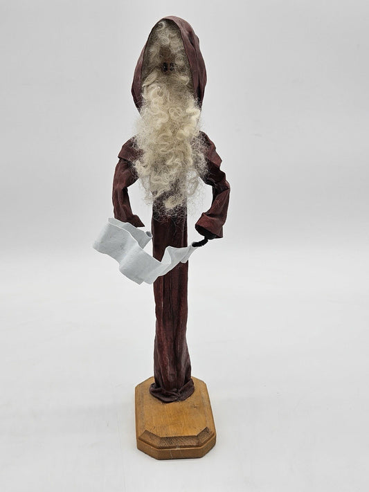 Hooded Monk Wizard Santa Figurine Holding Scroll Gothic Medieval Decor