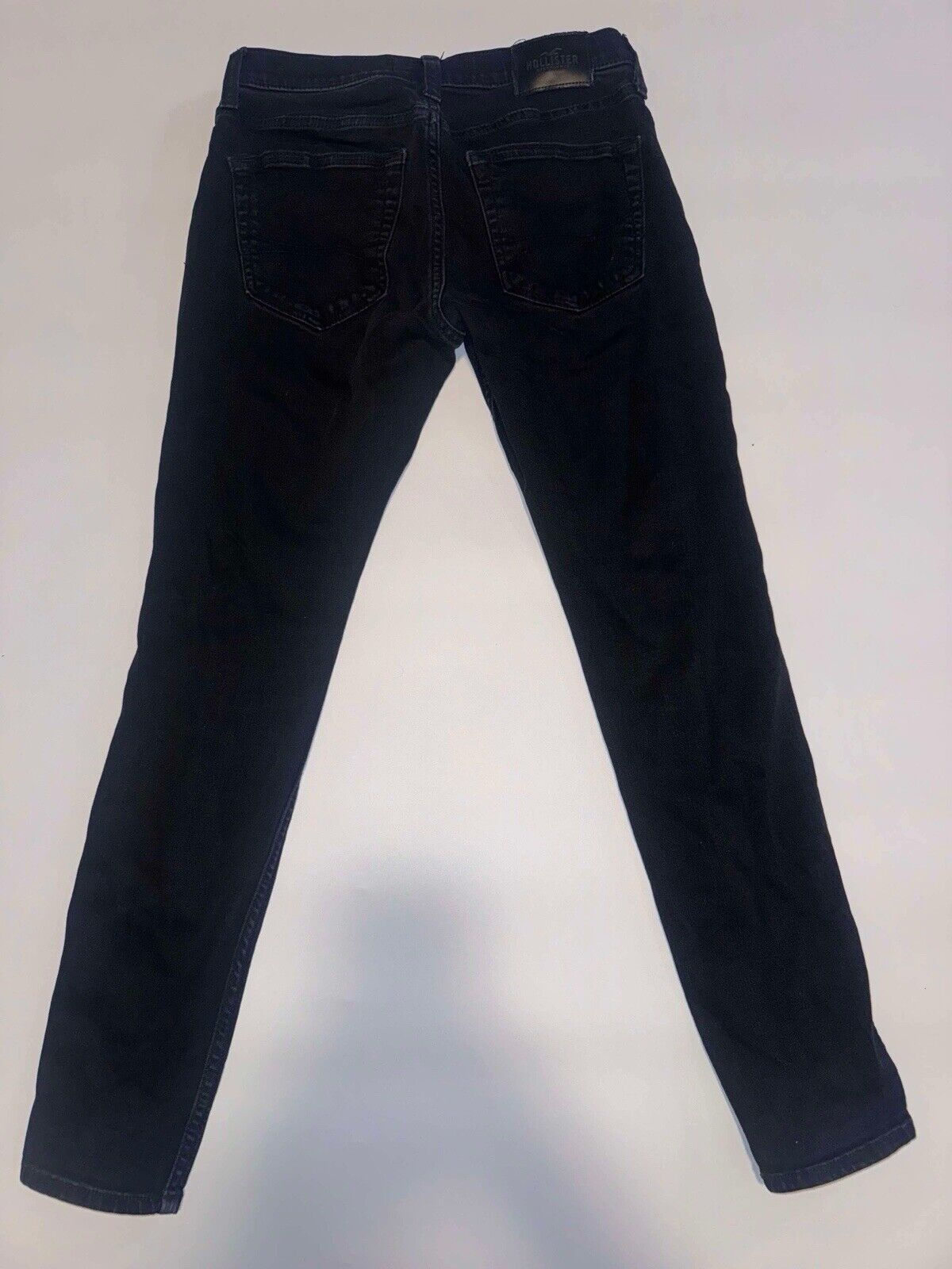 Hollister Mens 32x30 Super Skinny Advanced Stretch Black Jeans Distressed