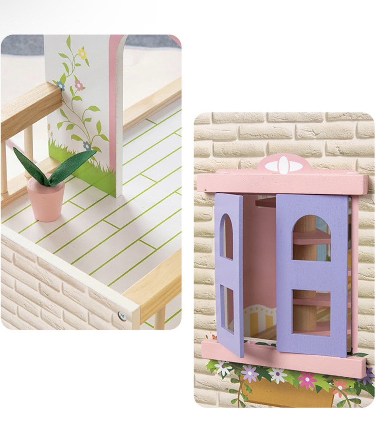 Wooden Dollhouse for Girls with Furniture & Accessories, Playset, Pretend Hou...
