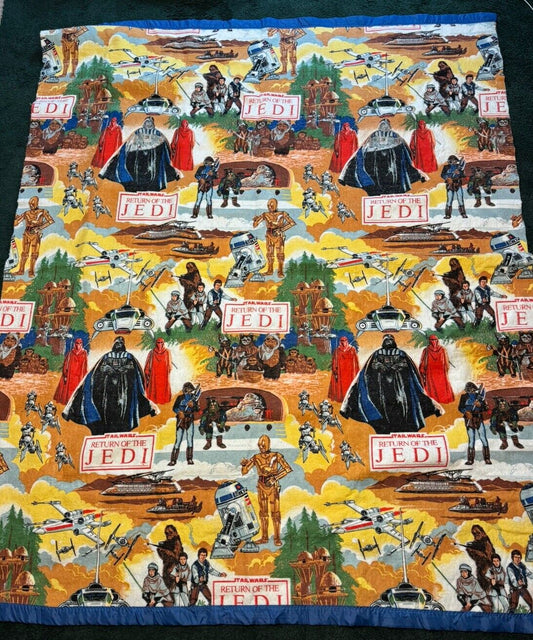 Vintage Hand Crafted Star Wars ROTJ Queen Fleece Blanket 1983 VCTY QCC
